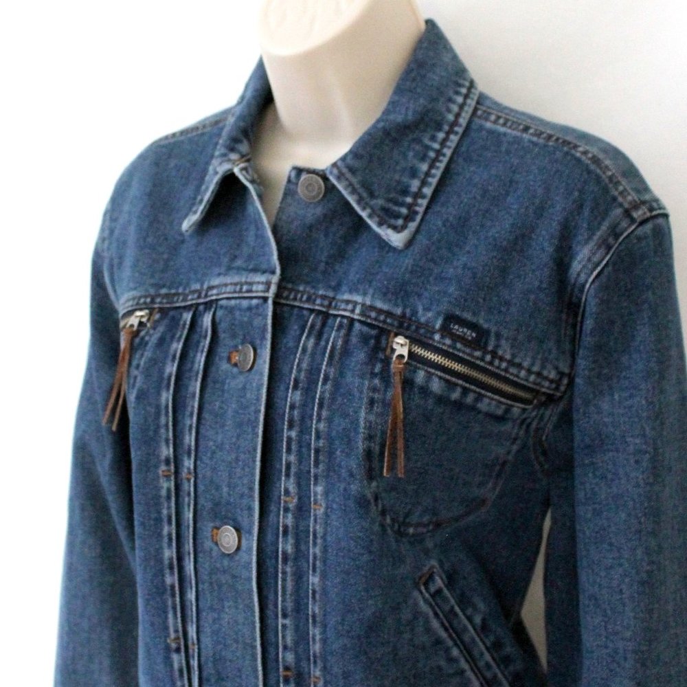 LAUREN JEAN CO. Blue Denim Trucker Jacket Size S Women